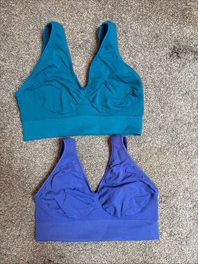barely there Seamless V-Neck Bralette Duo - Teal & Purple
